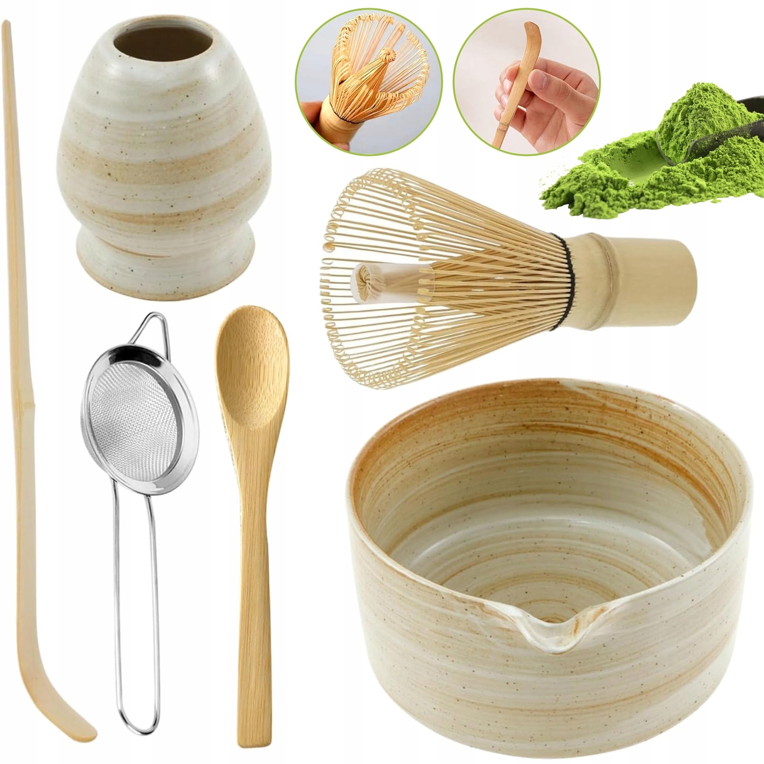 Levně Dárková Sada Na Čaj Matcha Šálek Metlička 6 Ks Ideální Dárek