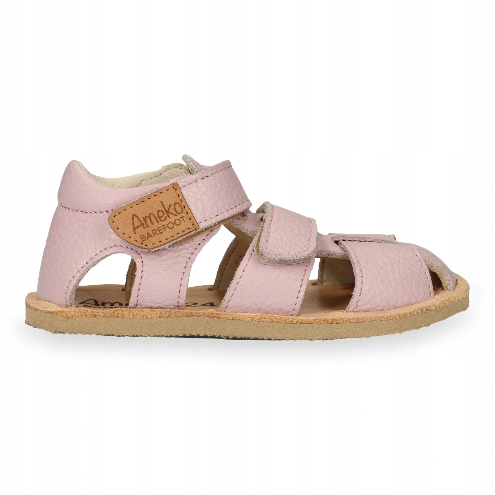 Sandały barefoot skórzane dziecięce dziewczęce na rzepy Ameko Kiko Rose 24