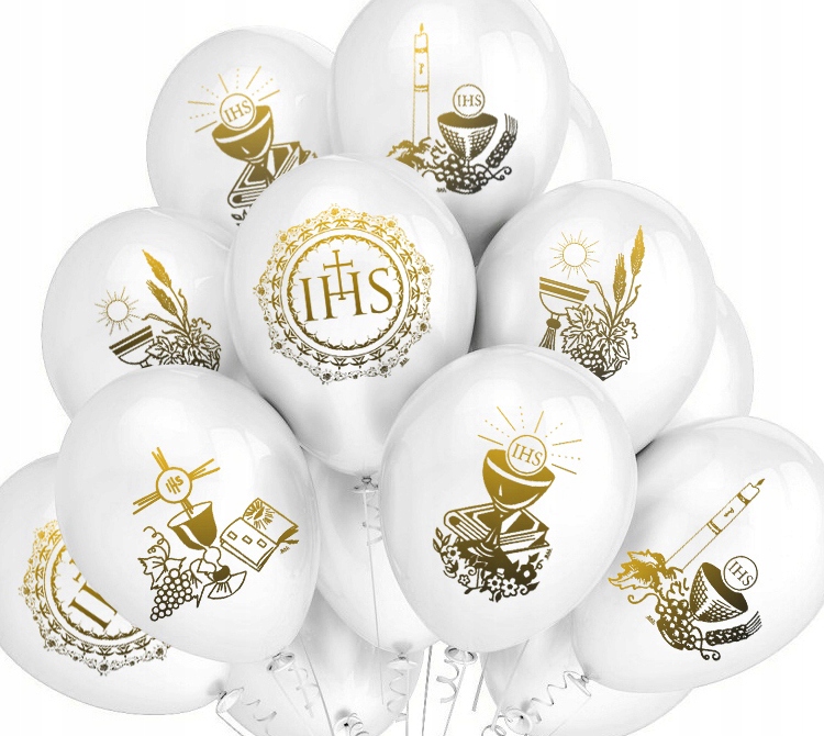 

Balony na Komunię Komunijne białe z nadrukiem 20x