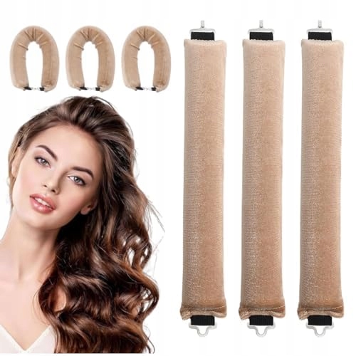 3X Natáčky Na Vlasy Měkké Papiloty Kulmy Velurové Efekt Blowout Khaki