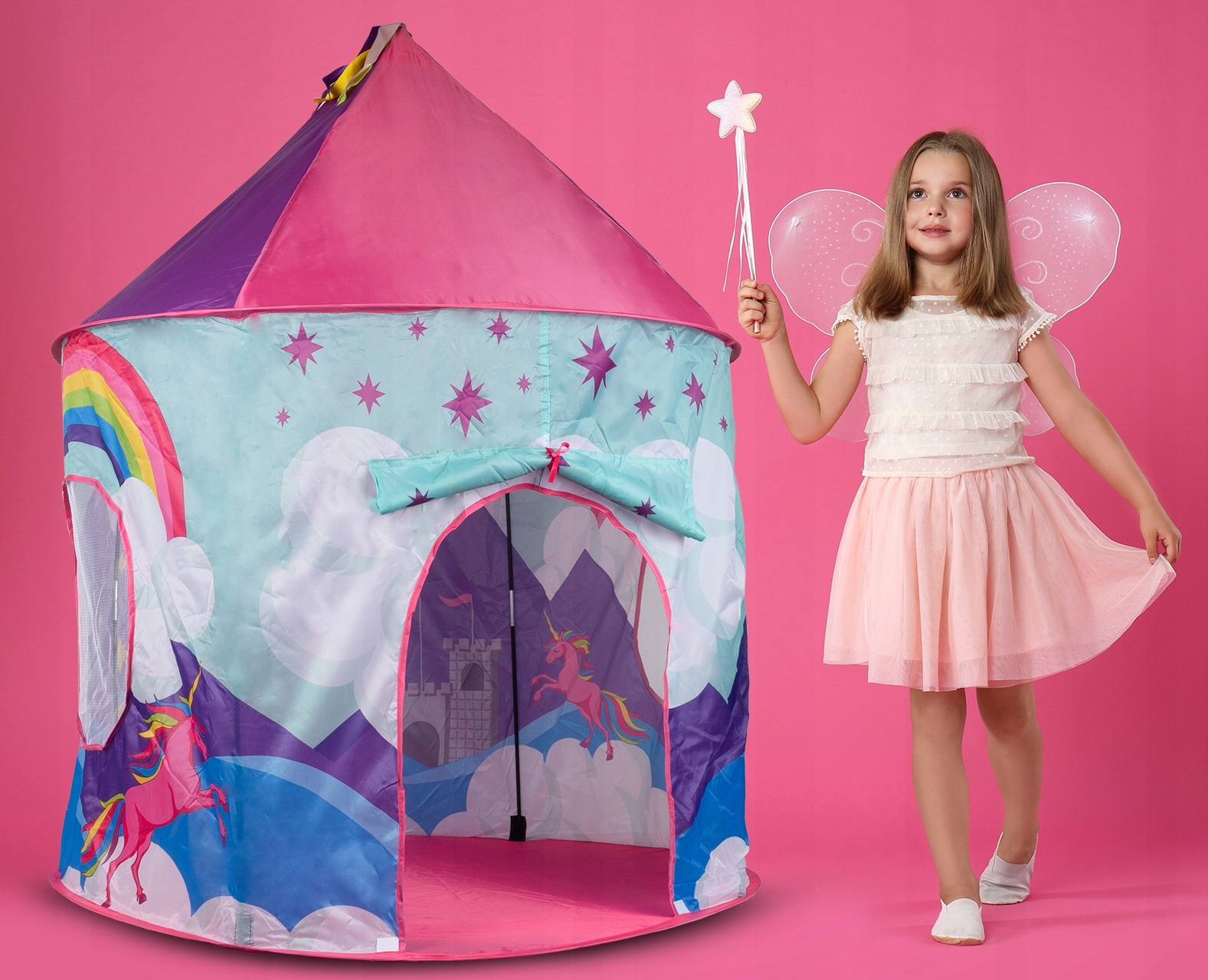 NAMIOT DOMEK ZAMEK PALAC DO DOMU OGRODU JEDNOROŻEC DO ZABAWY DLA DZIECI Wysokość produktu 130 cm