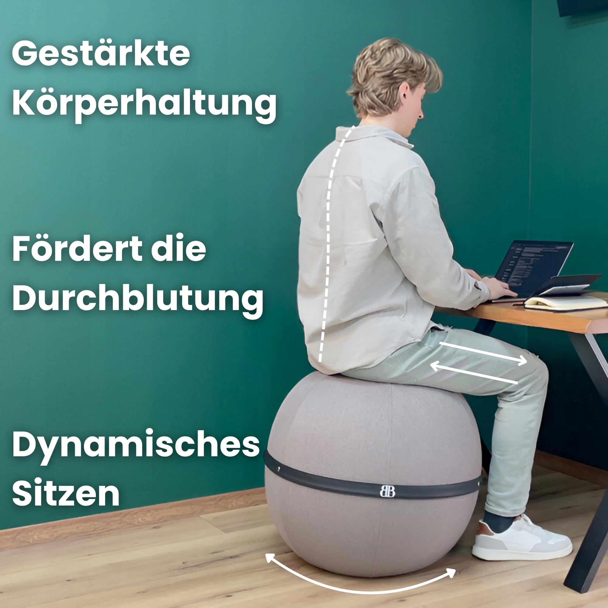 BLISS BALL Ergonomiczna Piłka Do Siedzenia Joga Antypoślizgowa Szara — miniatura 4