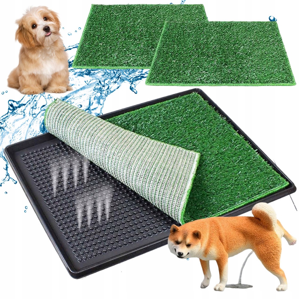 Levně Toaleta Pro Psy Tréninková Podložka Z Umělé Trávy 3-VRSTVÁ 76*51 CM