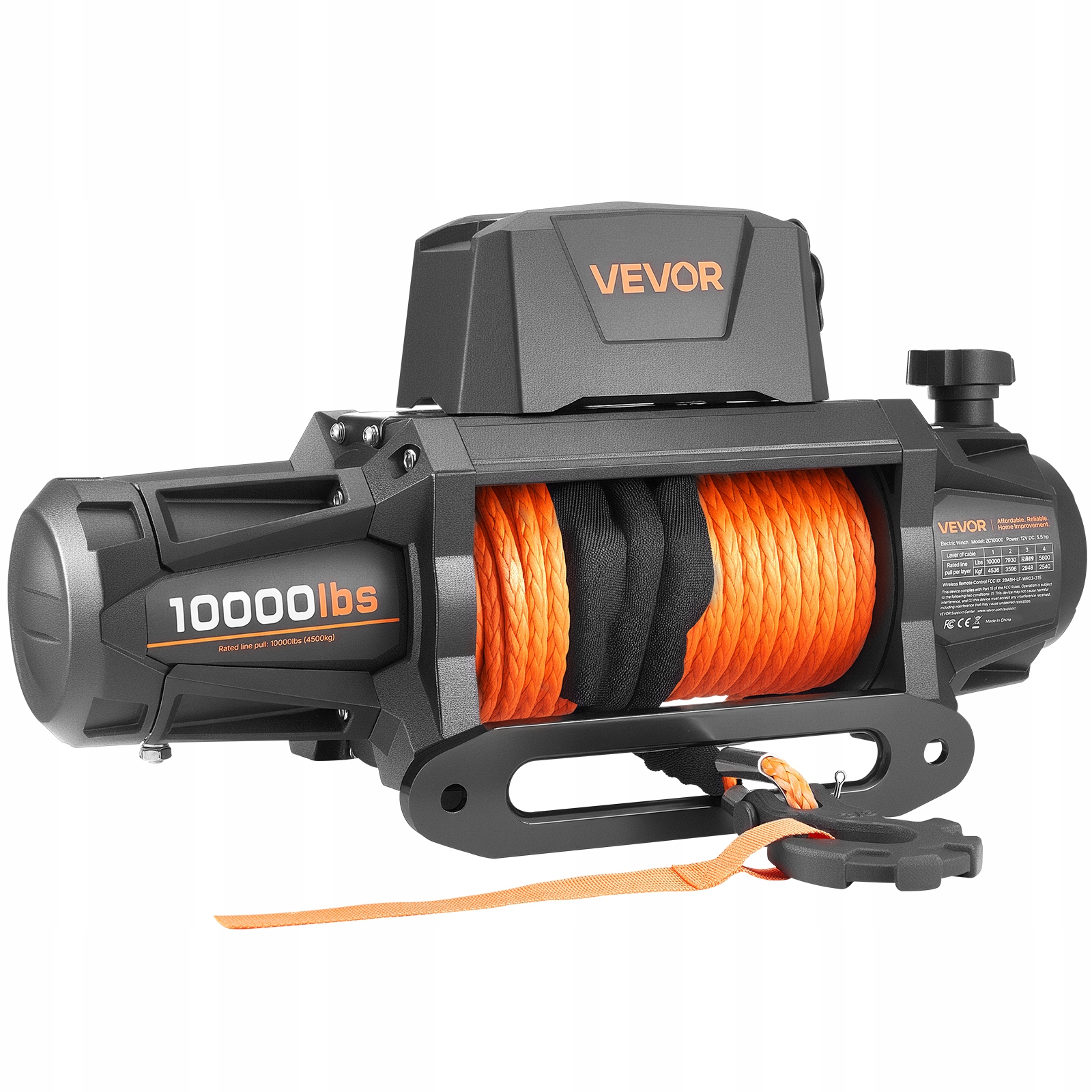 Elektrický Navijak Vevor 4500 Kg 12V DC IP67 Syntetická Linka Diaľkový Ovládač