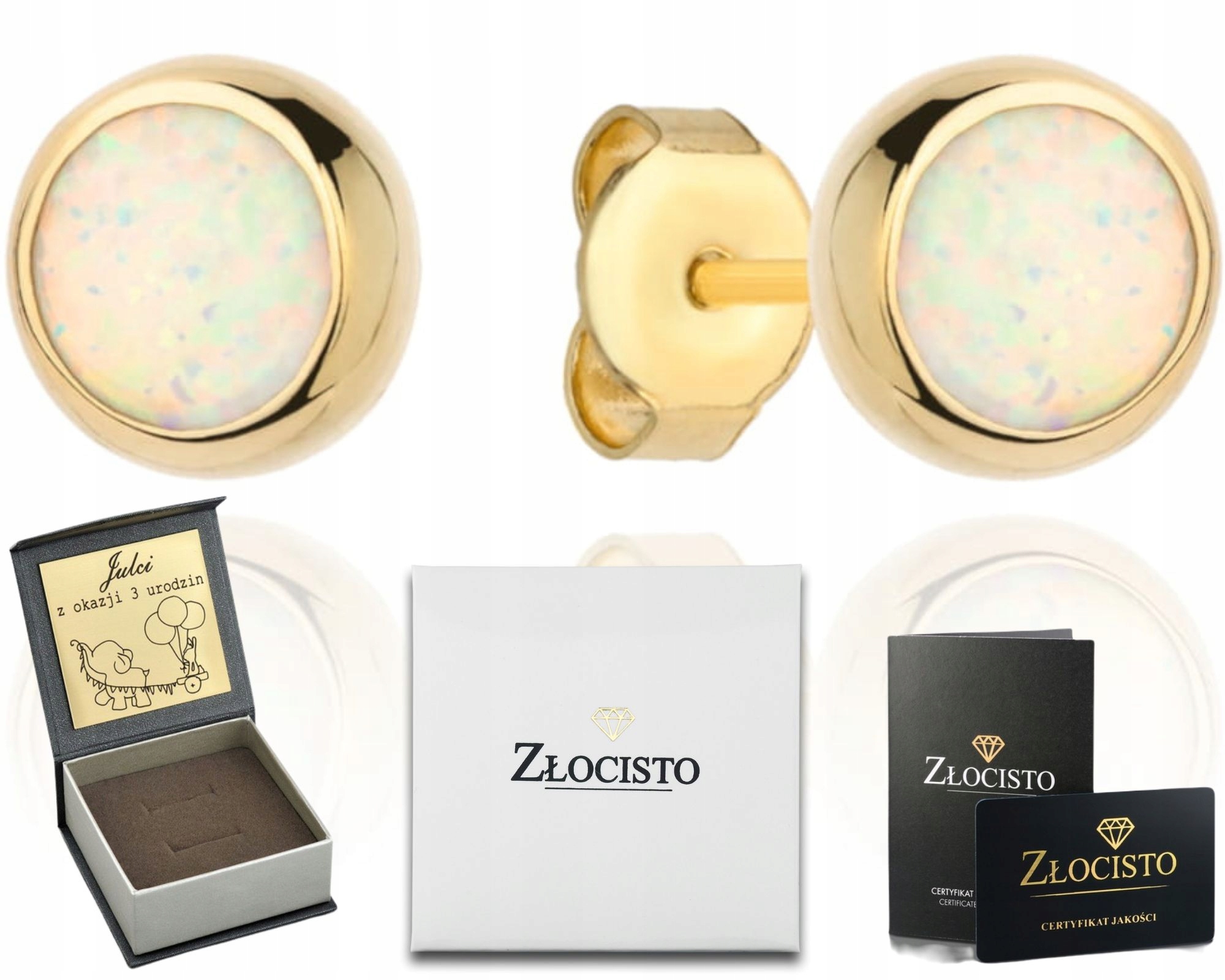 Zlaté Náušnice Opal Tyčinka 8 MM Gravírování