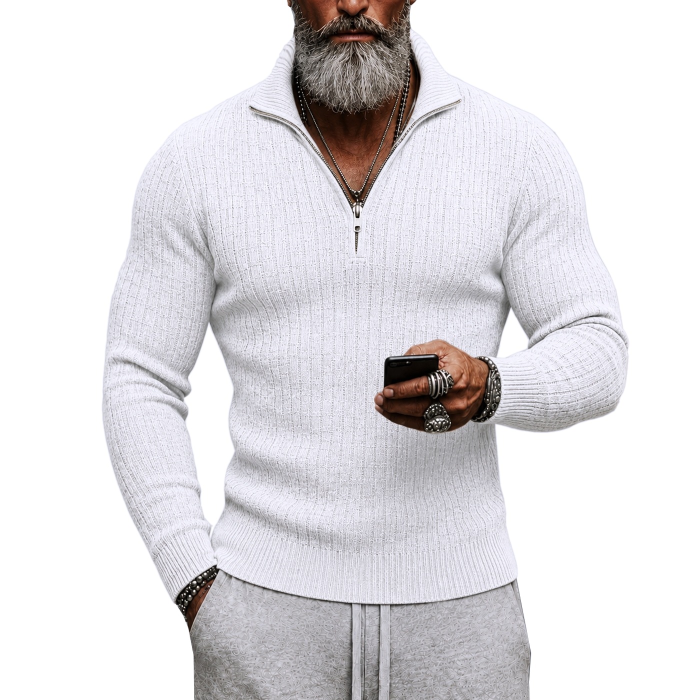 Svetr Stojka Rolák Pánský Slim fit Athletic Elastický Pružný