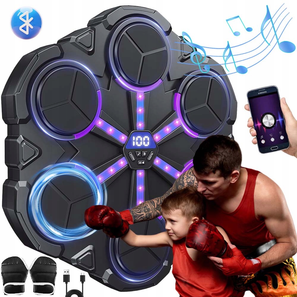 Bluetooth Usb Hudební Boxovací Deska S Led Displejem Rukavice