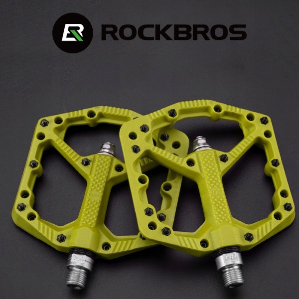 Pedały rowerowe nylonowe z pinami żółte fluo Rockbros 2021-12AGN
