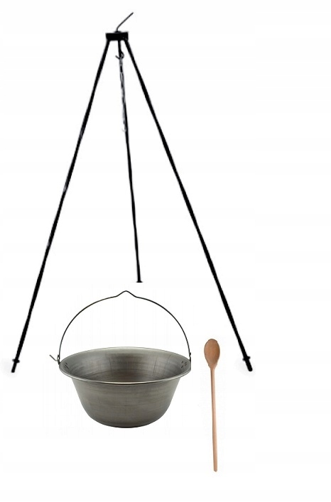 Maďarský kotlík surový plechový 14 stojan lžíce