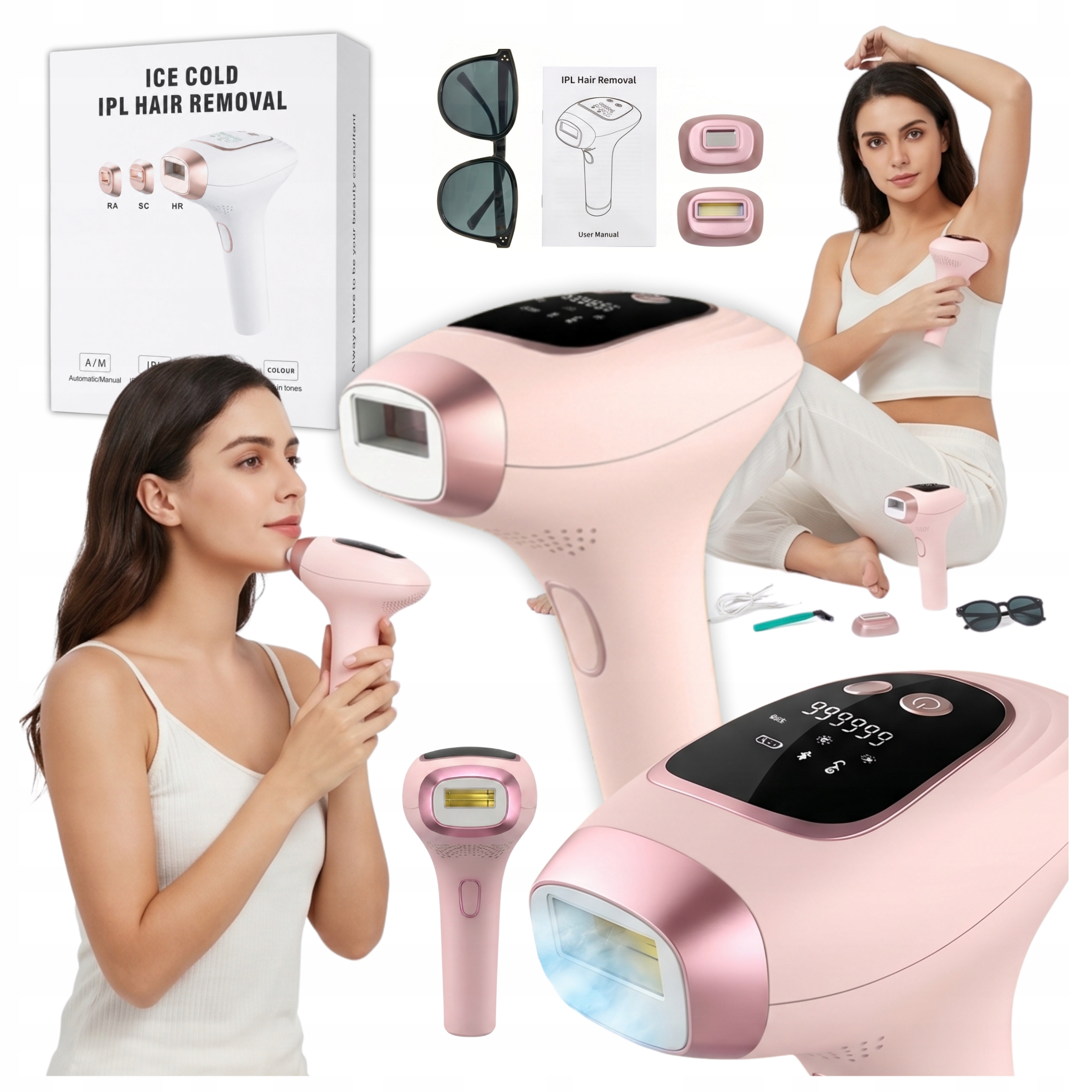 Depilátor Pre Ženy Bezbolestný Na Telo Nôh Bikini S Okuliarmi