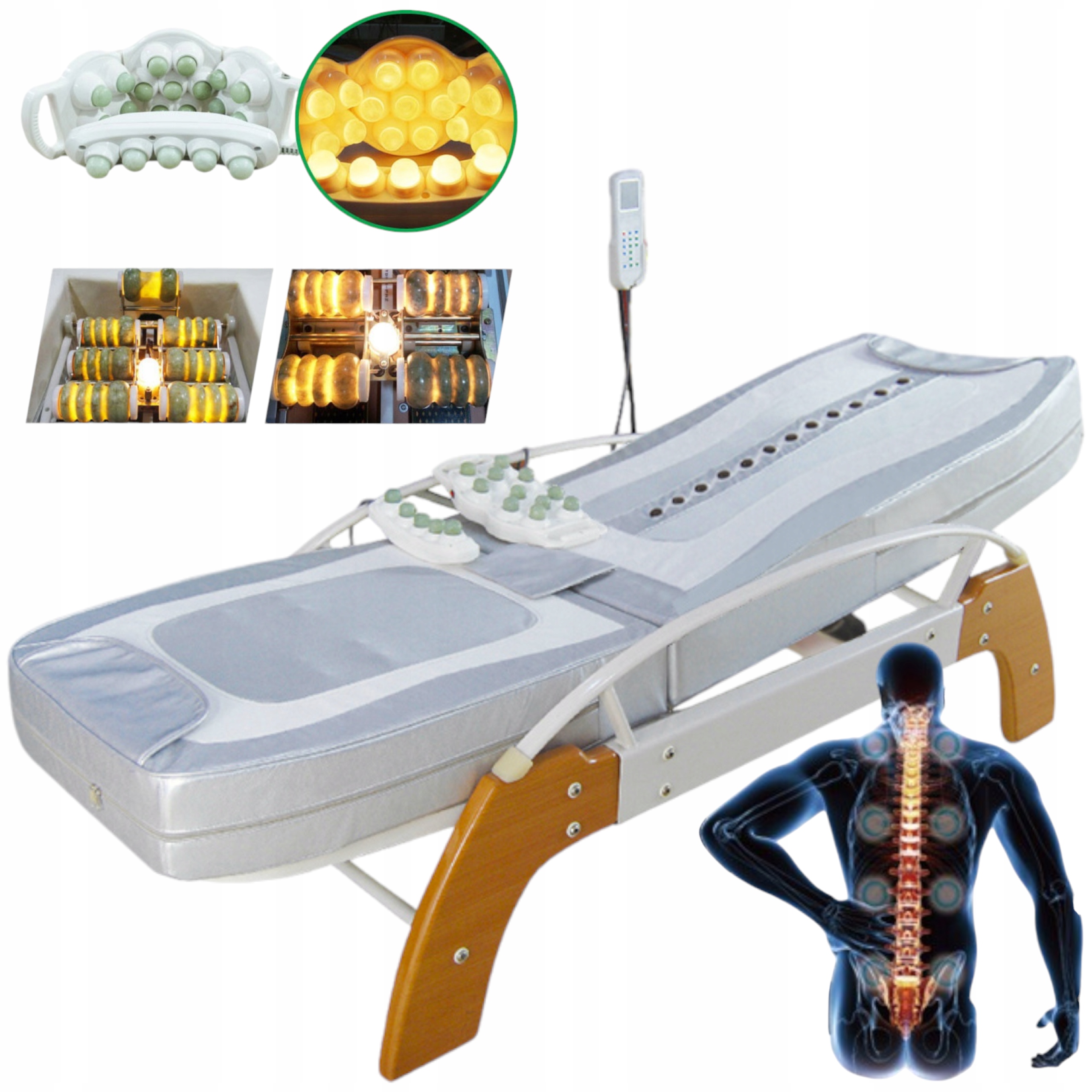 Łóżko masujące grzejące do masażu ciała z regulacją oparcia kamieniami Jade
