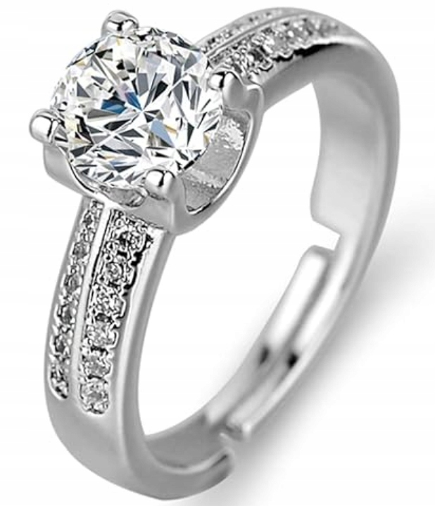 Stříbrný Prstýnek s velkým briliantem, nastavitelný Velikost Ocel