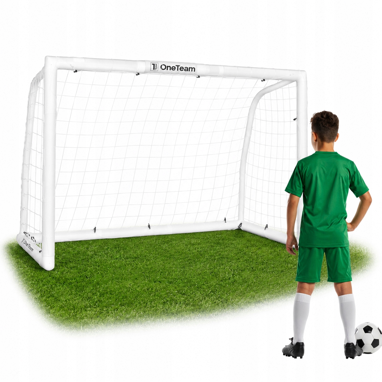 Bramka do piłki nożnej OneTeam Pvc 182 x 120 cm biały Przenośna Treningowa