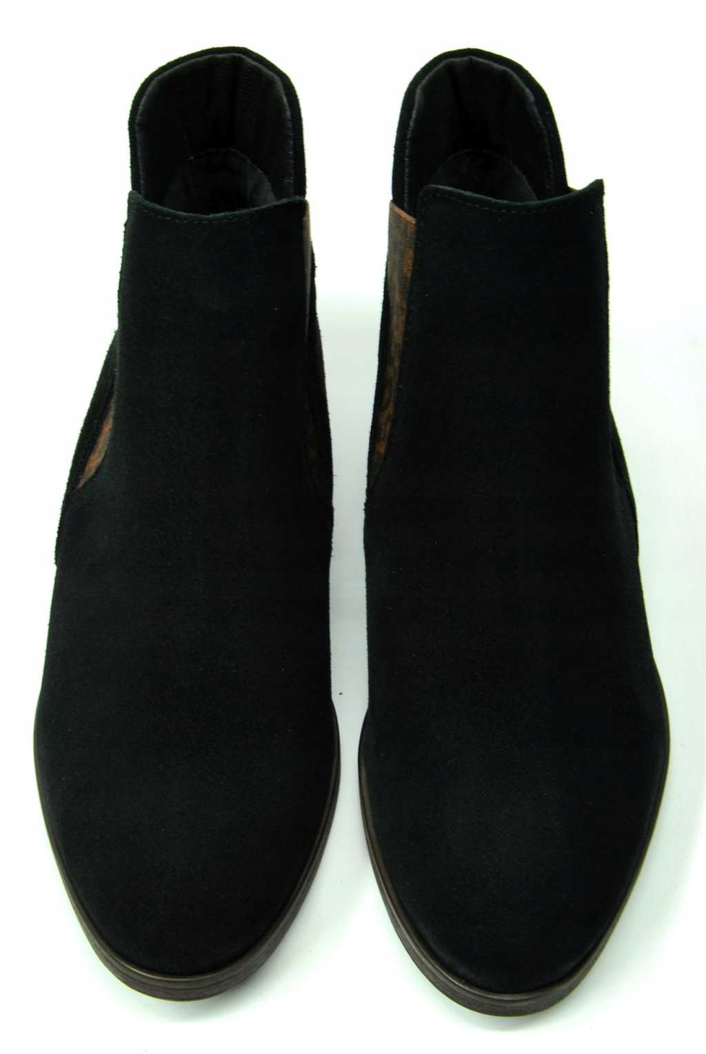 GAMIS 4036 botki czarne PŁASKIE jesienne SKÓRA 36 Rozmiar 36