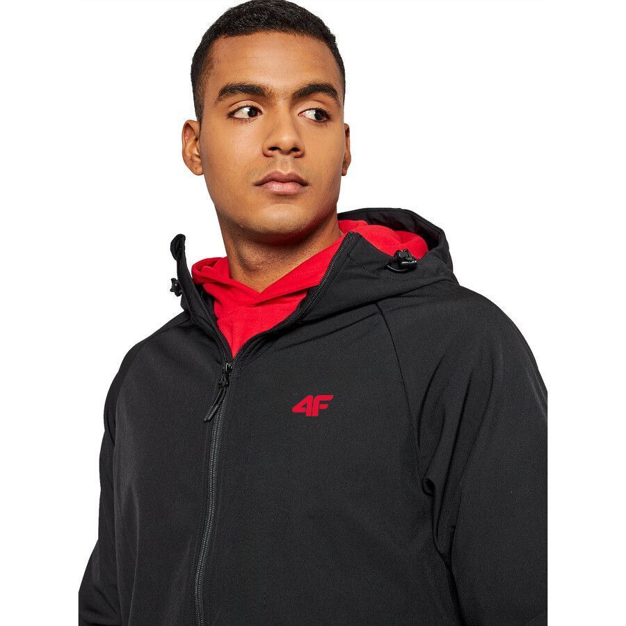 KURTKA MĘSKA 4F WIOSENNA PRZEJŚCIOWA SPORTOWA NA CO DZIEŃ SOFTSHELL Kolor czarny