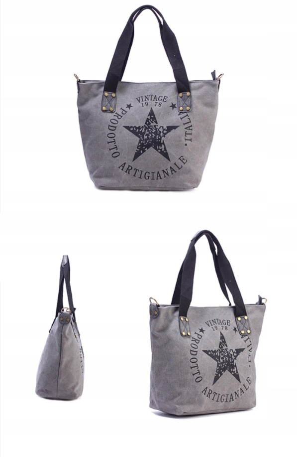 NOWOCZESNA MODNA PŁÓCIENNA TOREBKA VINTAGE Model high capacity shoulder bag VINTAGE