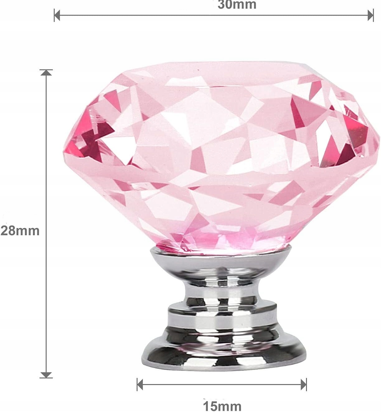 GAŁKA MEBLOWA KRYSZTAŁOWA GAŁKA KRYSZTAŁ 30mm Różowa Kod producenta 001