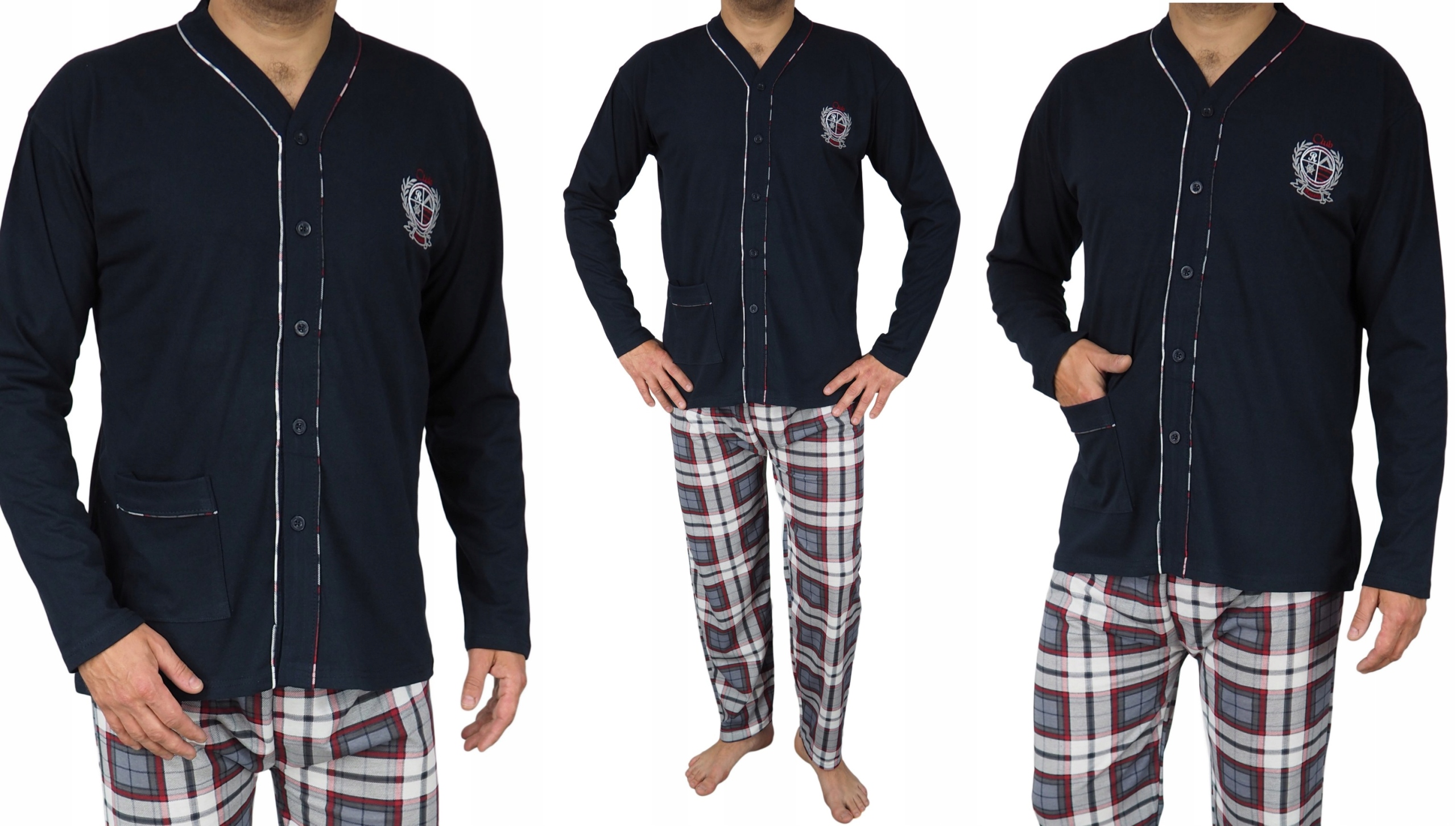 PIŻAMA MĘSKA Rozpinana kratka do szpitala L Marka bez marki