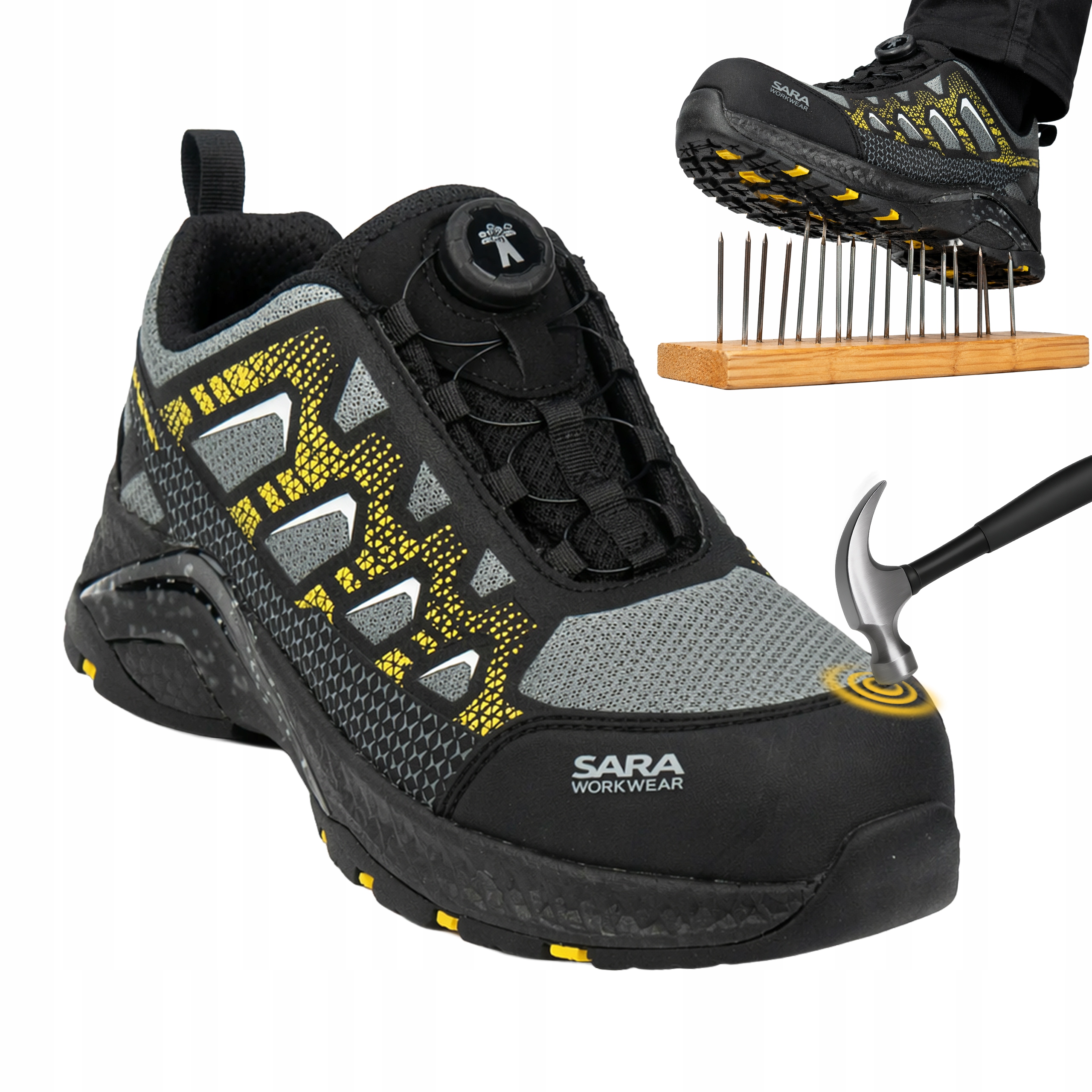 Buty robocze Z Podnoskiem wkładka antyprzebiciowa Lekkie półbuty ochronne