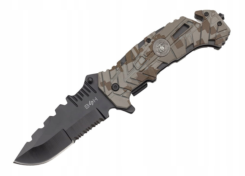Nóż Ratowniczy Bsh Składany Survivalowy Zbijak