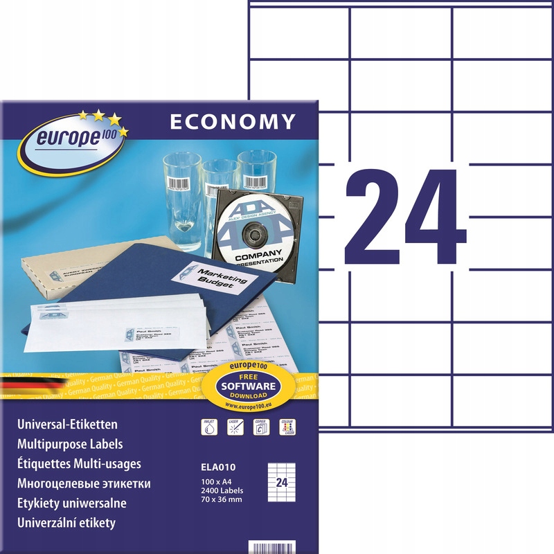 

Etykiety A4 by Avery Economy 70 x 36 MM