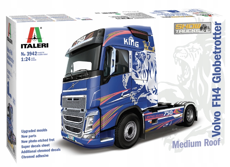Italeri 3942 Volvo FH4 Globetrotter Car Scale 1/24 Hobby Plastová sada Novinka