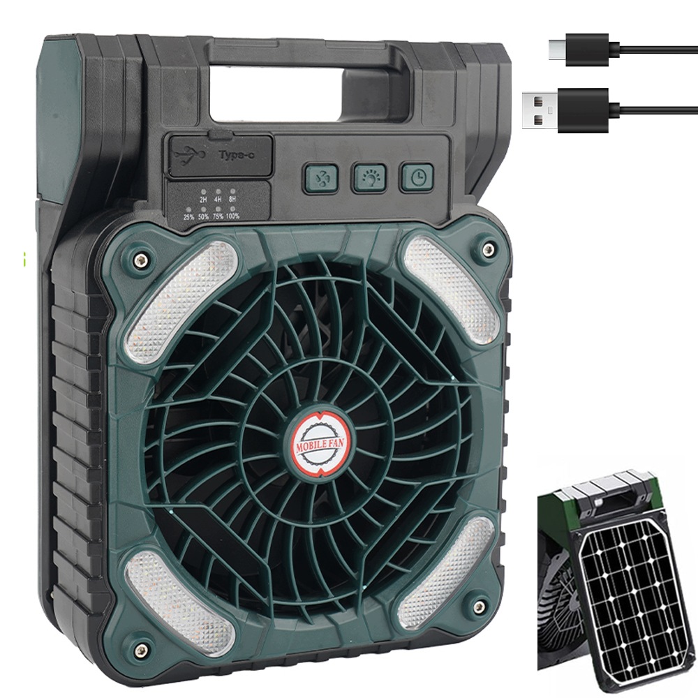 Přenosný Solární Ventilátor S Led lampou Pro Kempování A Rybaření Kempování