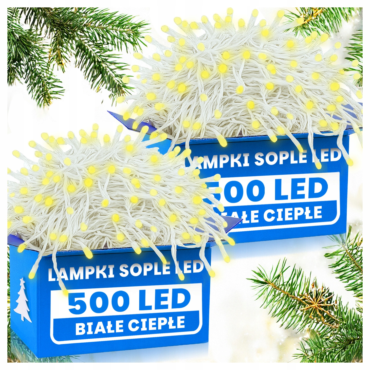 2 X Sople 500 Led Bílá Teplá Venkovní Světelný Závěs Vánoční