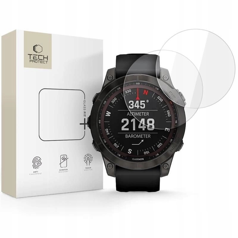 Szkło hartowane Tech-Protect Glass Fit+ 2-pack na Garmin Fenix 7 7 Pro