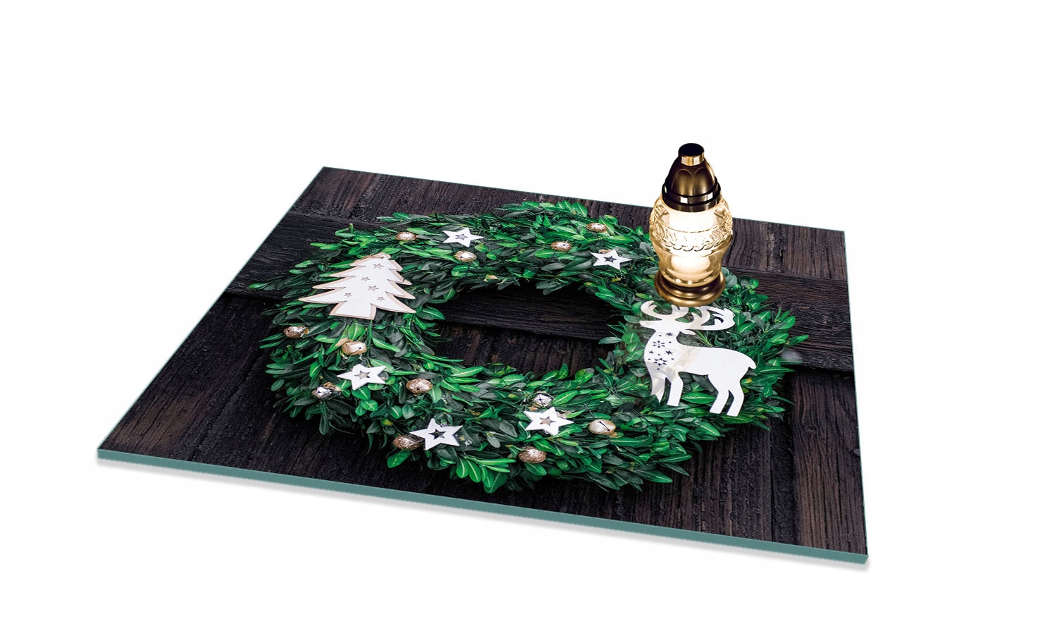 Podstavec Tvrzené Sklo pod Hřbitovní Svíčka Vánoční věnec 65x60 cm