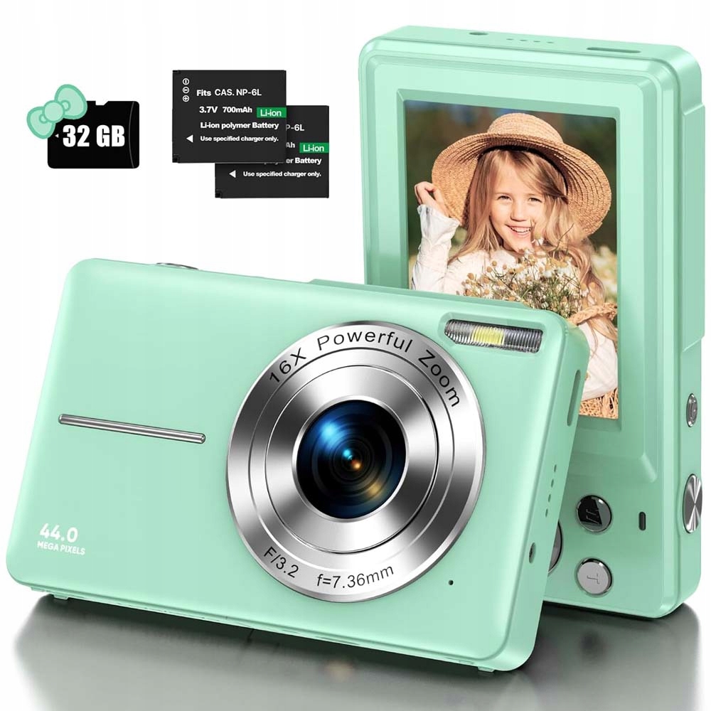 Digitální Fotoaparát Hd 1080P 44 Mp Zoomem 16X 32 Gb Karta