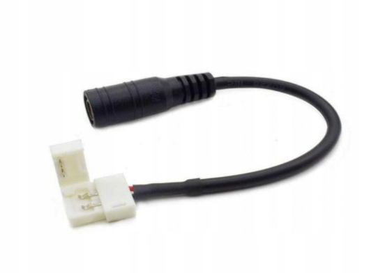 ZŁĄCZKA TAŚMA LED ZACISKOWA 2PIN 10mm + GNIAZDO WTYCZKA DC 5,5/2,5mm ŻEŃSKA Długość 0.16 m