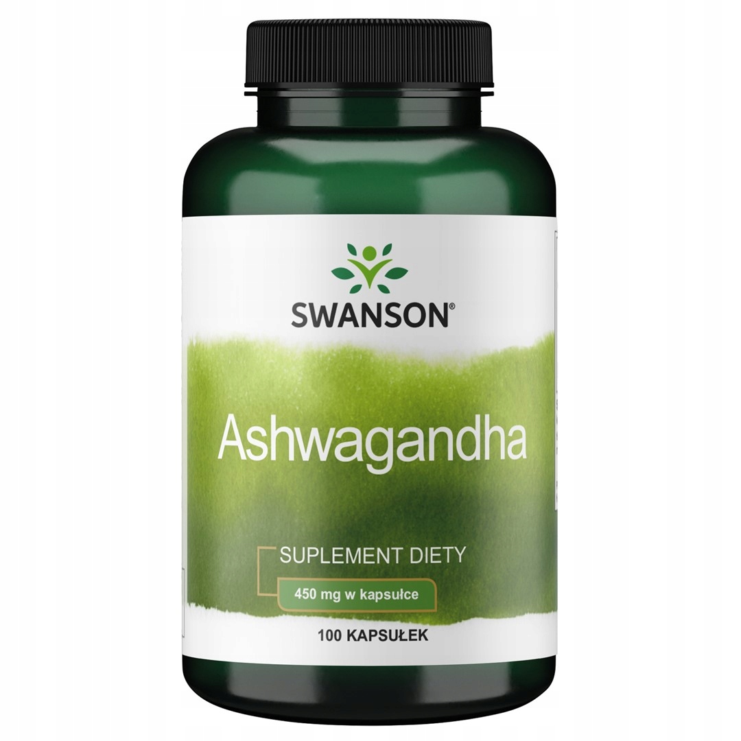 ASHWAGANDHA spokój relaks lepszy sen Swanson Ashwagandha 450mg 100 kaps.