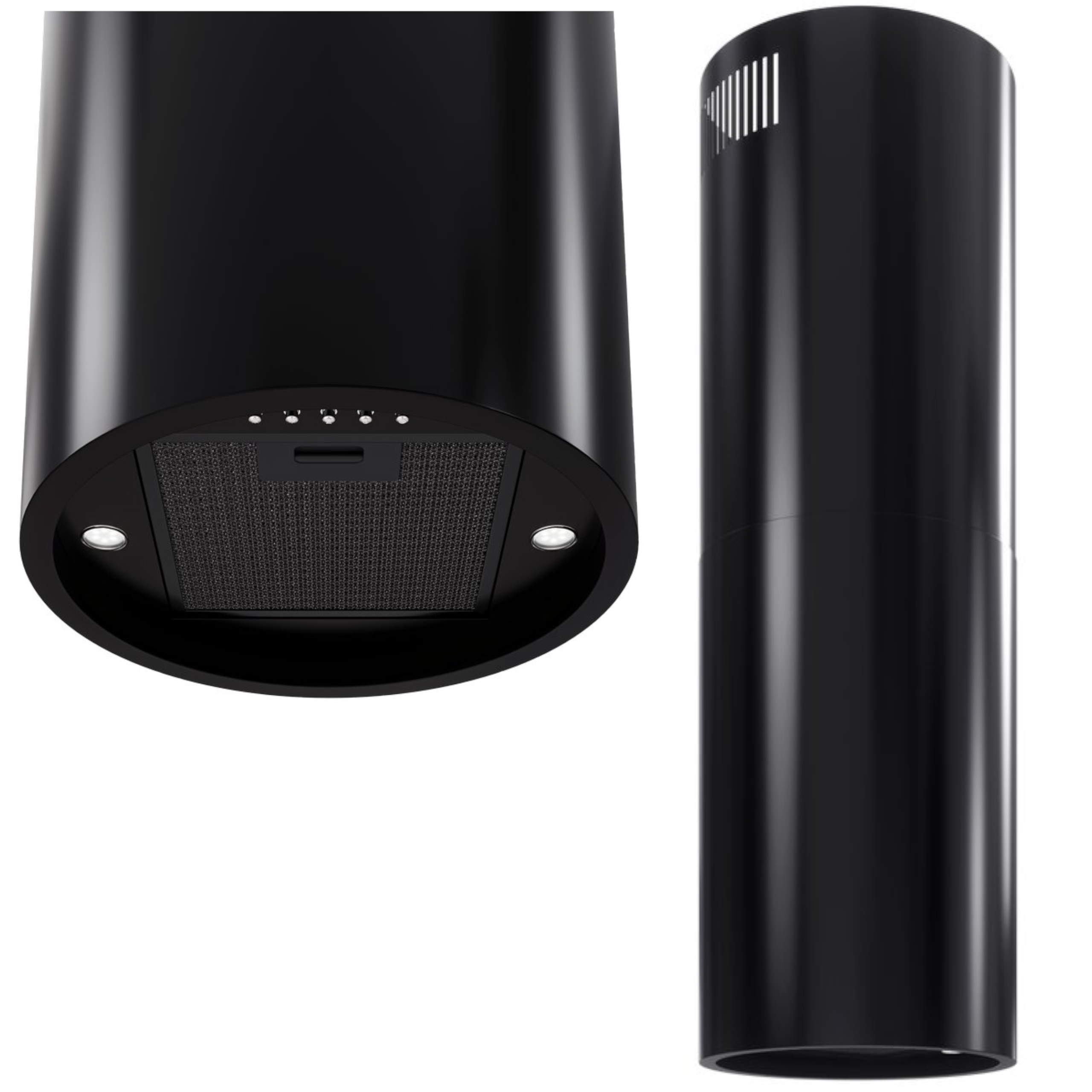 Okap Kuchenny Wyspowy Tuba 39 cm Globalo Newelio Czarny Mocny Wydajny Led