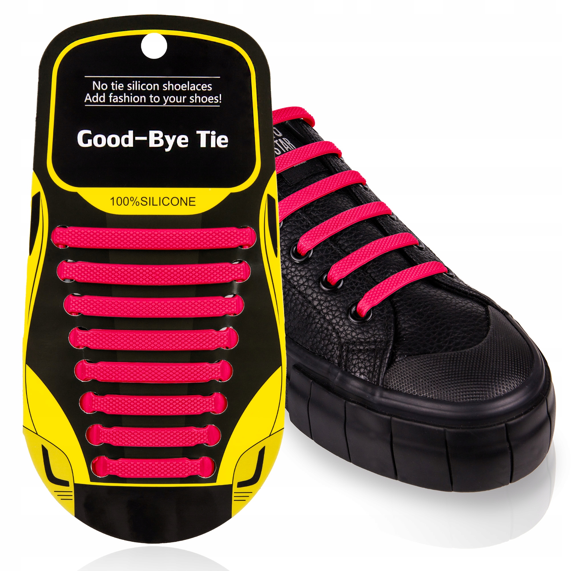 

Sznurówki silikonowe rozciągające płaskie różowe