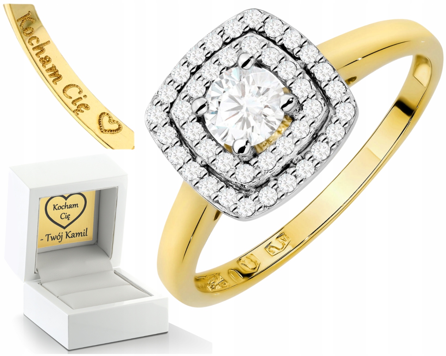 Zlatý Prstýnek Zásnubní Diamanty Lab Drť 585 Dárek