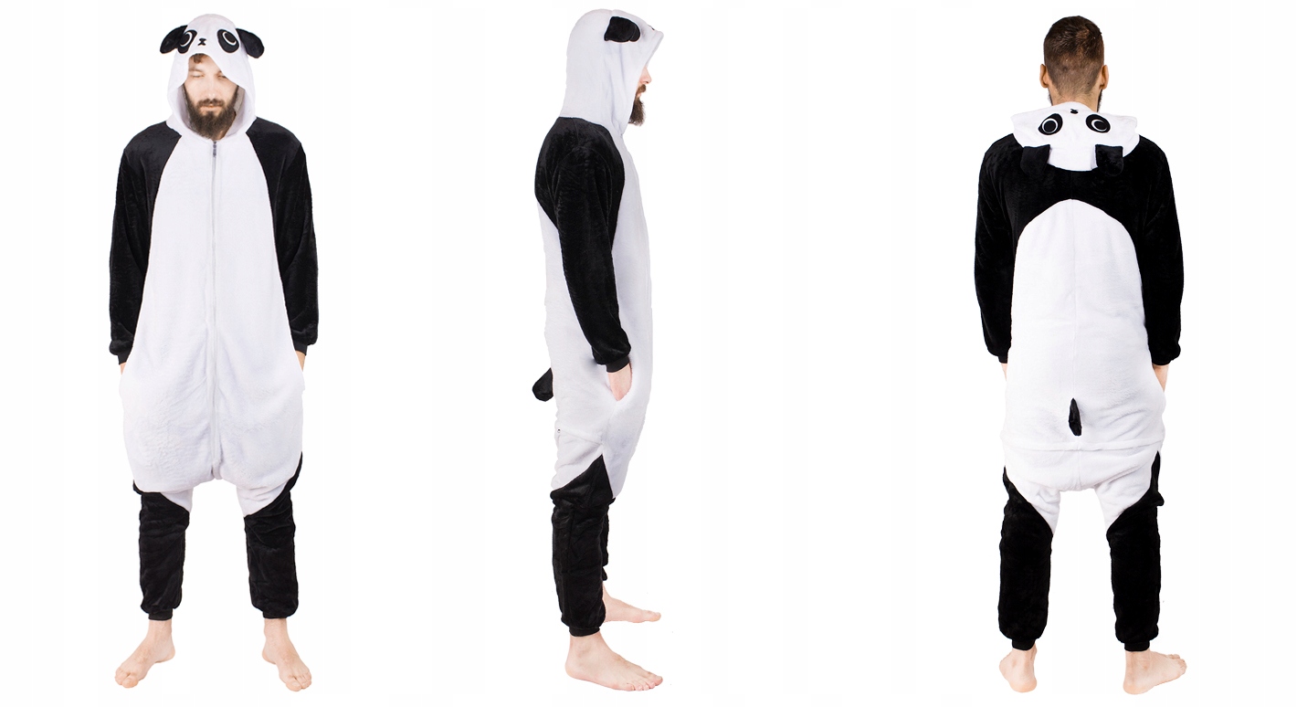 KOSTIUM KIGURUMI ONESIE PANDA JEDNOCZĘSCIOWA PIŻAMA STRÓJ KOMBINEZON XL Rozmiar XL