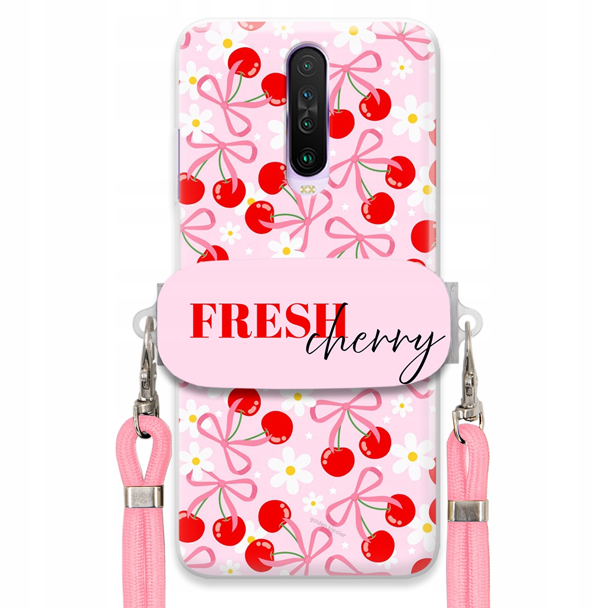 Puzdro pre Xiaomi Redmi K30 Case Držiak šnúrok Ružový Fresh Cherry Kokardy