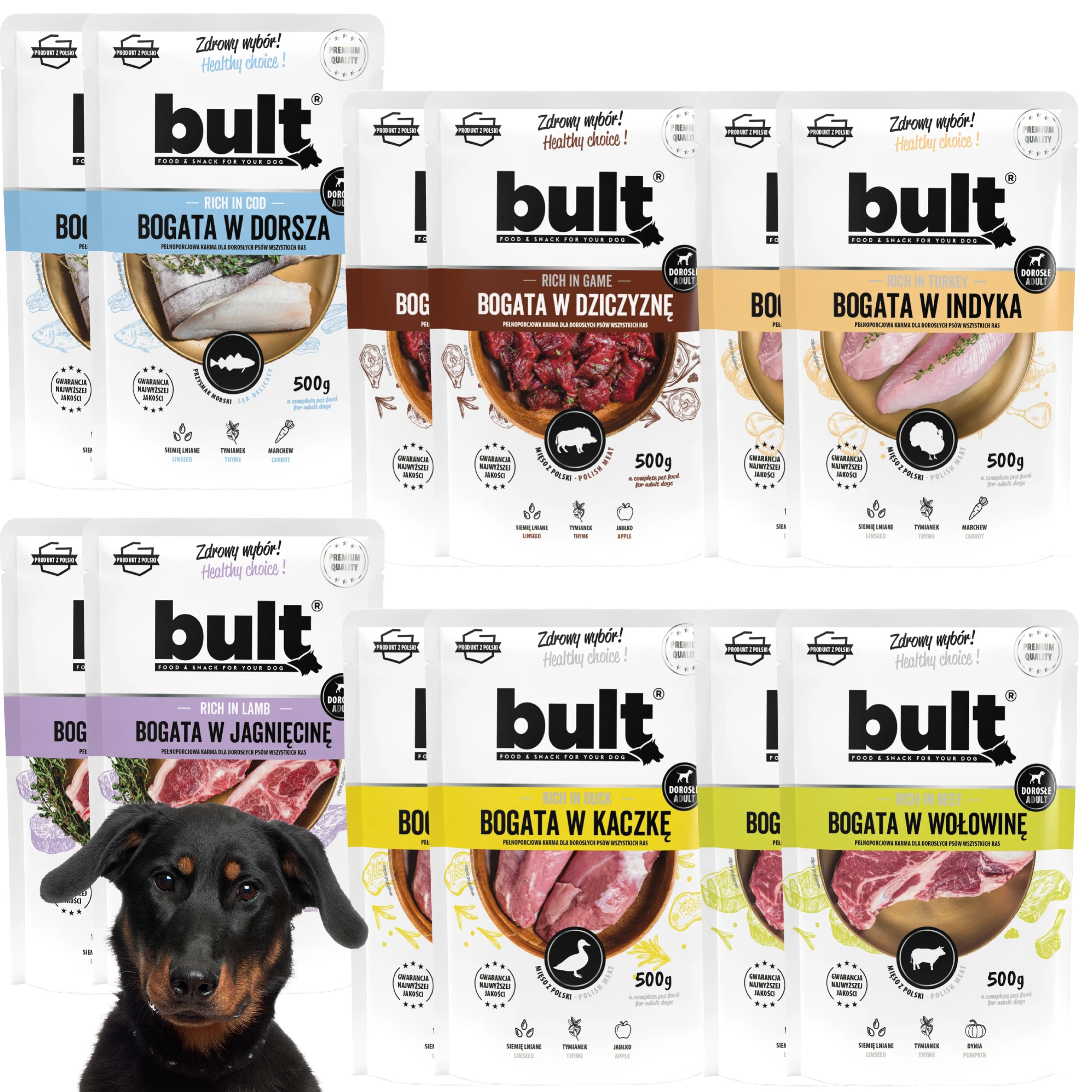 Levně Vlhké Krmivo pro psa Bult Mix chutí 12x500g Sada sáčků Meloun