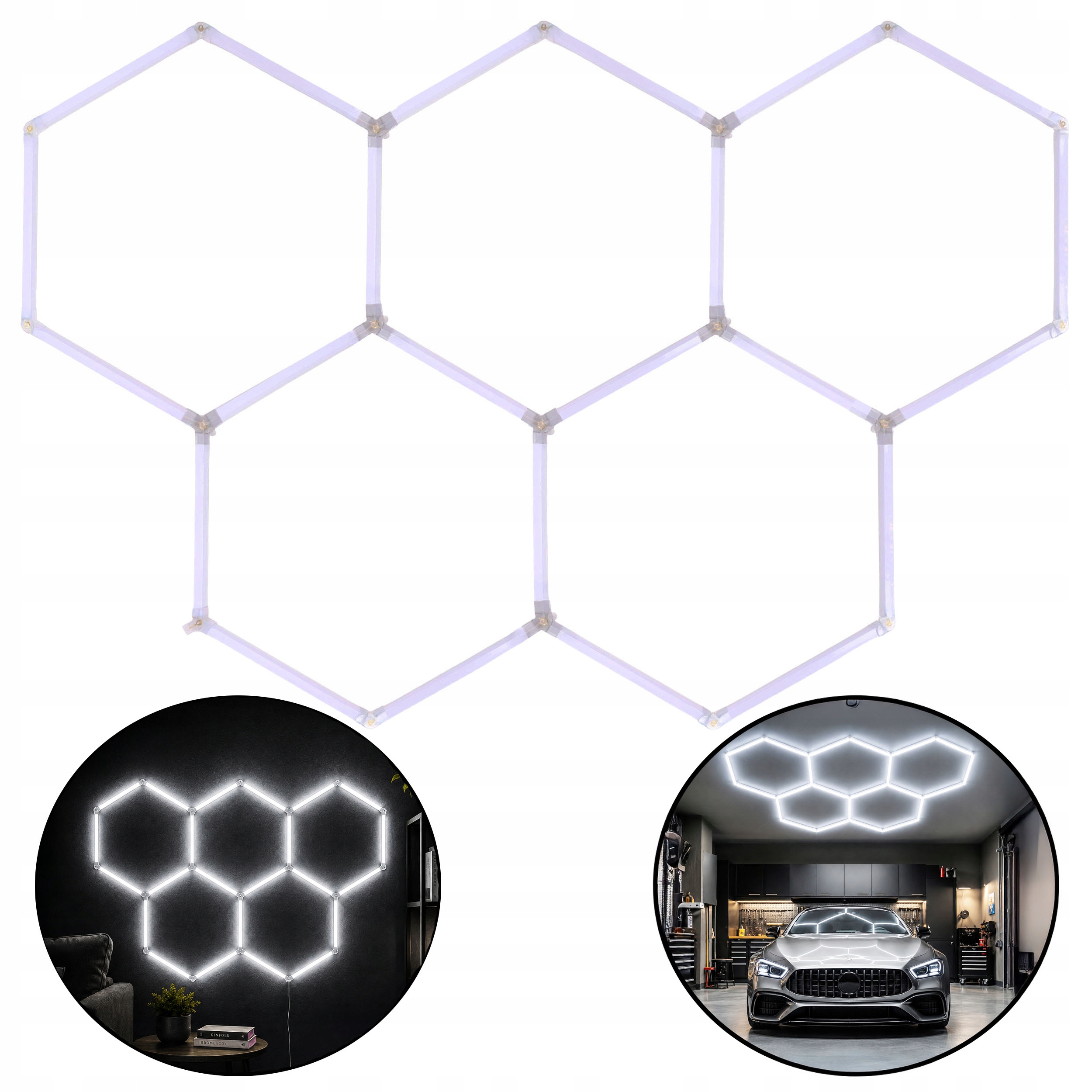 Led Lampa Hexagon 184W 6500K Modulárny Stropný Panel Garážová Dielňa