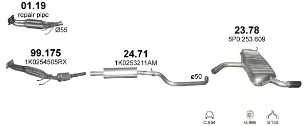 Гибкие фитинги + трубы Seat Altea 1,6 номер детали 01.19