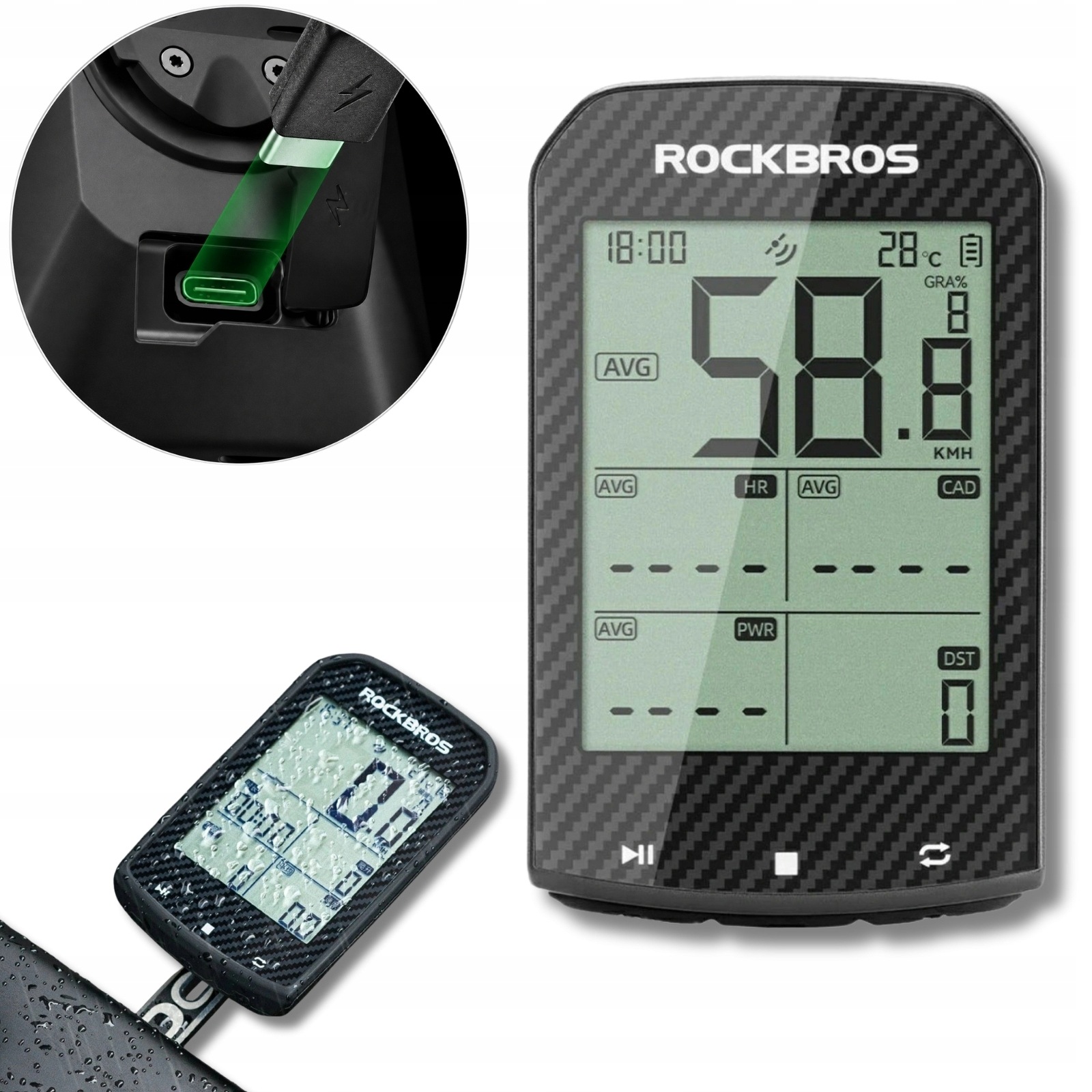 Cyklopočítač Bluetooth Gps Vodotěsný Tachometr IPX6 Rockbros