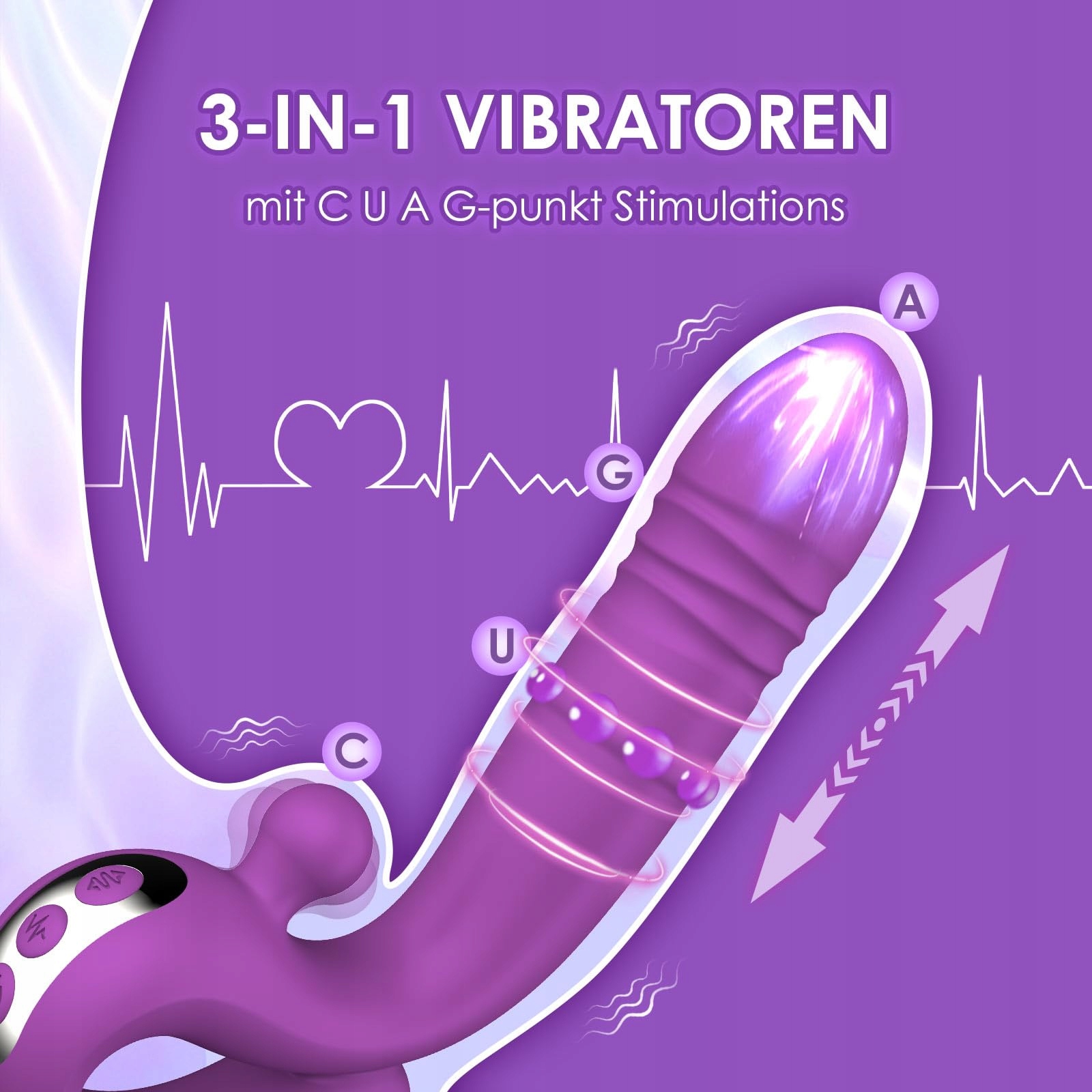 DILDO VIBRATOR DLA KOBIET G PUNKT KLITORIS 10 FUNKCJI WIBRACJI TELESCOP — miniatura 2