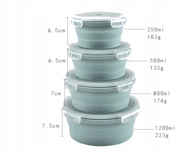 Zestaw pojemników na żywność Pojemnik silikonowy Lunch Box 4 różne