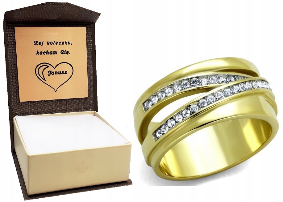 

Złoty pierścionek obrączka Swarovski 22 23 Grawer