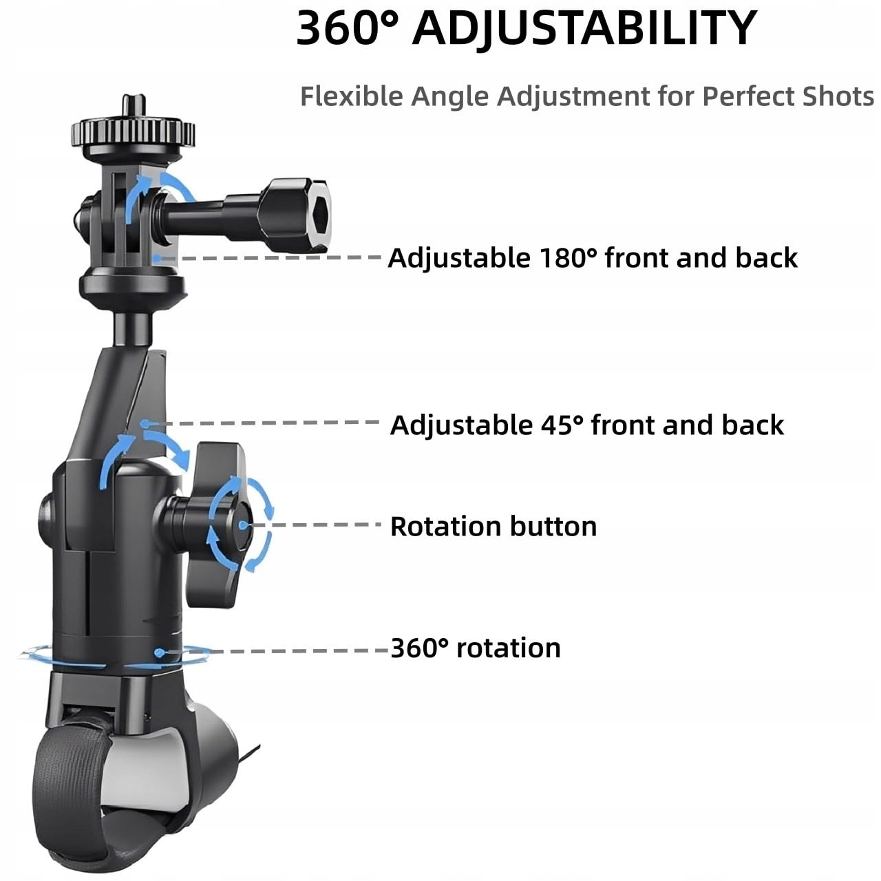 XUNNIU Uchwyt Kamery Motocyklowej Do GoPro Hero Insta360 DJI Osmo 360° — miniatura 4
