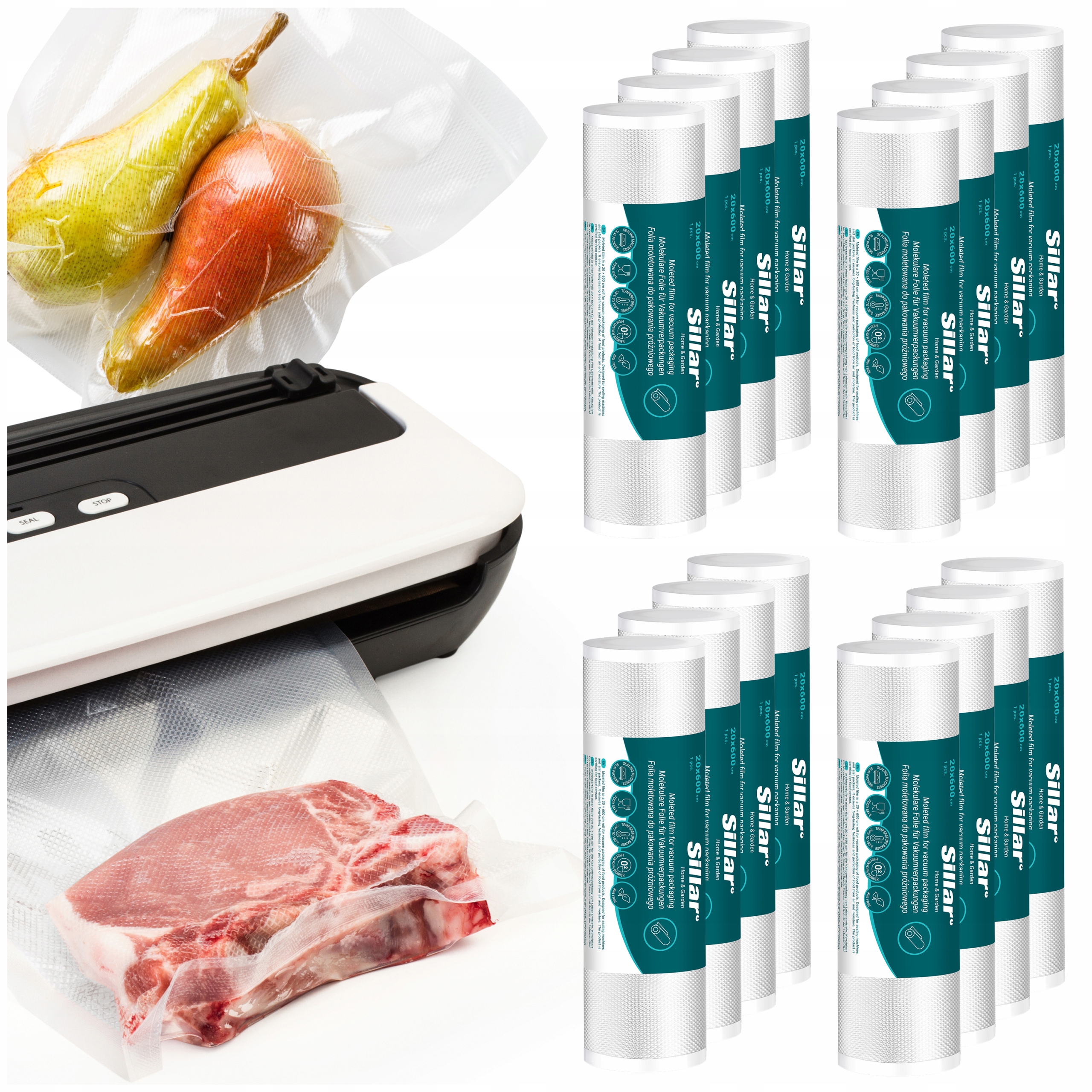 16x Rukávník Fólie pro vakuovou svářečku 20 cm x 6 m Sillar