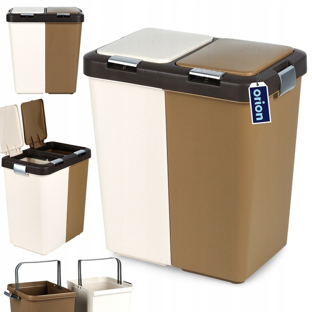 Levně Dvoukomorový 2-komorový koš na odpadky dělený pro třídění 2x20L