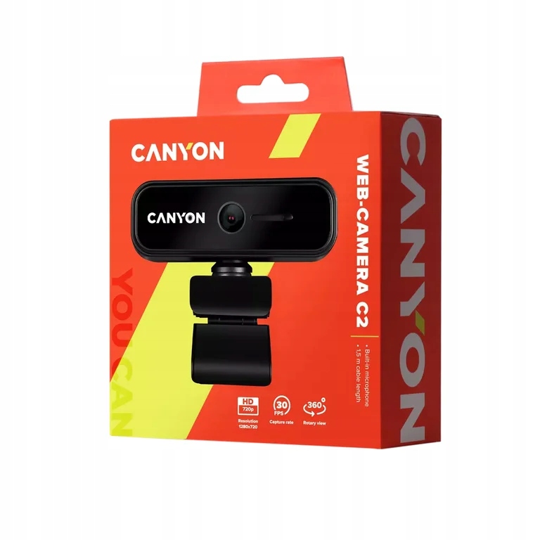 CANYON Kamera internetowa C2 HD 720p Czarna — 5