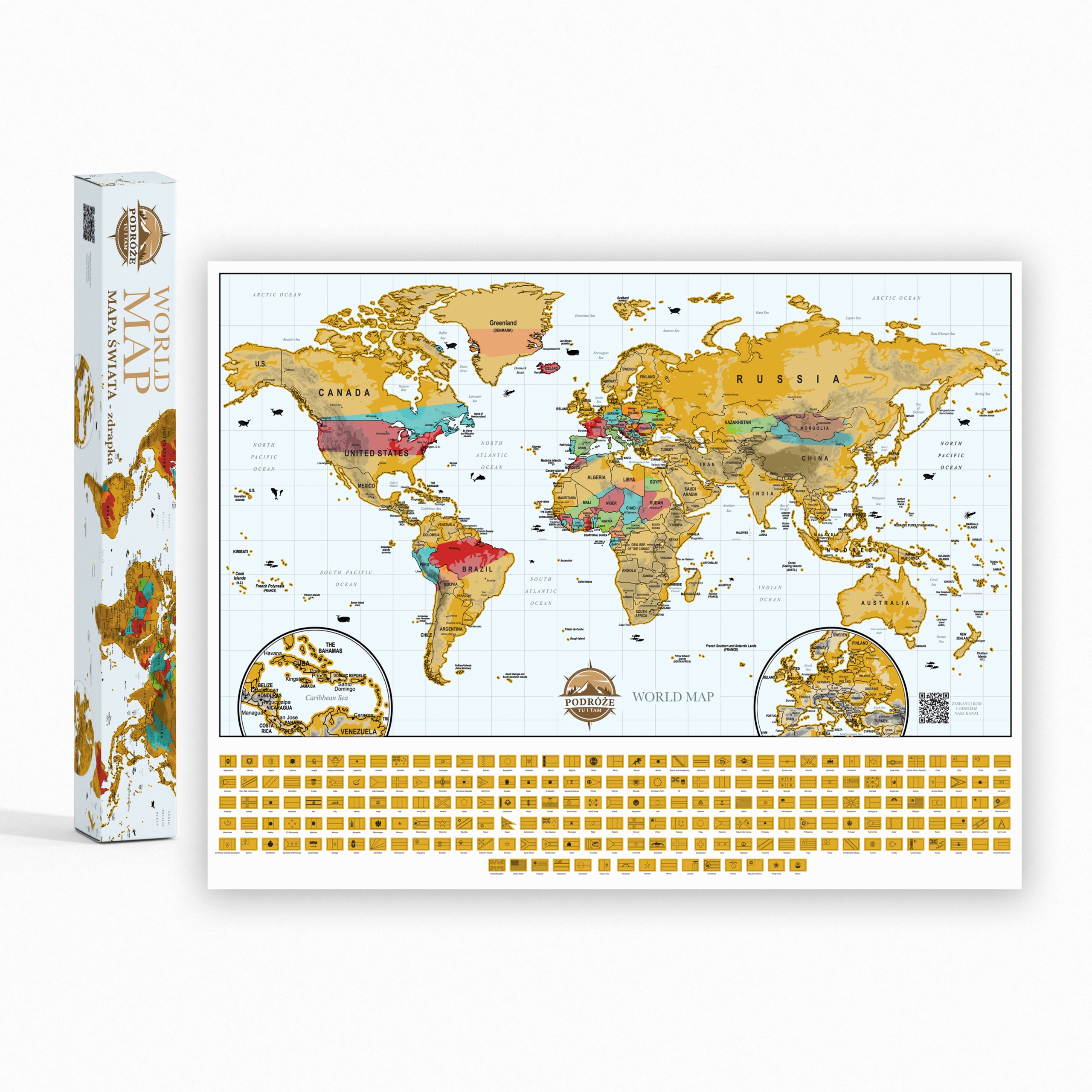 Mapa Świata Zdrapka 61 x 47 cm PLAKAT w pudełku
